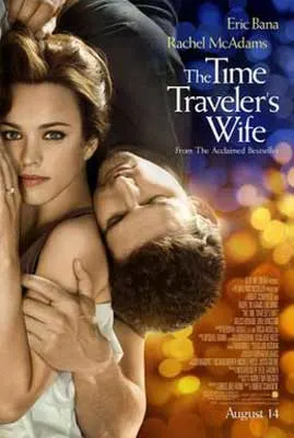 The Time Travelers Wife film poster with white brunette woman laying down and white man resting head on top of her