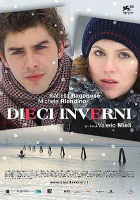 Dieci Inverni Movie Poster with white male and women dressed for winter with snowy landscape