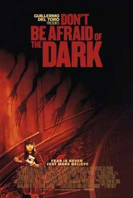 Dont Be Afraid Of The Dark Movie Poster with young girl on stairs with black shadow hands on red wall