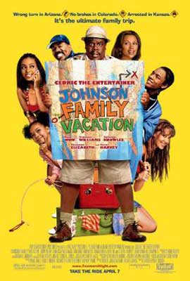 Johnson Family Vacation Film Poster with POC around the title on a sign