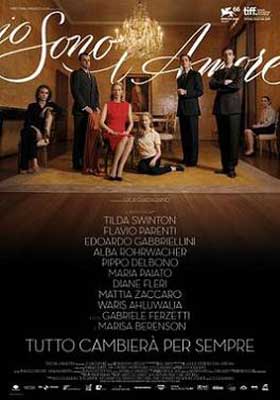 Lol Sono l Amore Movie Poster with image of well-dressed people including woman in a red dress sitting and standing in a home