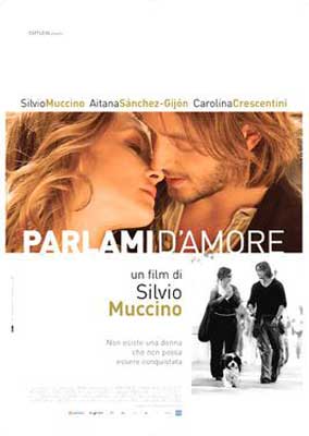 Parlami d'Amore Film Poster with white blonde man and woman about to kiss