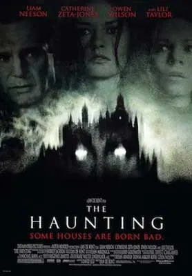 The Haunting film poster with blurred spooky mansion in the dark with supernatural glow