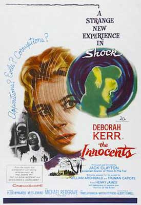 The Innocents Movie Poster with image of white person with blonde hair's face