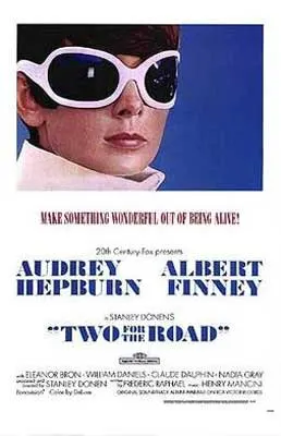 Two for the Road Film Poster with white person wearing large white sun glasses