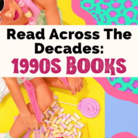 Best Books From The 90s with image of woman sitting on multiple colored blanket with candy wearing a hat and sunglasses