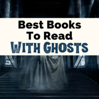 Best Ghost Story Books with image of ghost going upstairs in a dark house