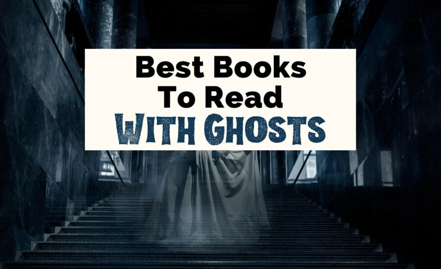 Best Ghost Story Books with image of ghost going upstairs in a dark house