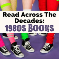 Books from the 80s with image of legs wearing black and white shoes and neon leg warmers