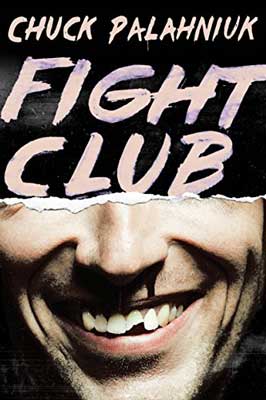 Fight Club by Chuck Palahniuk book cover with person's face showing nose and open-mouth smile