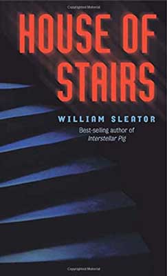 House of Stairs by William Sleator book cover with blue black stairs and red title