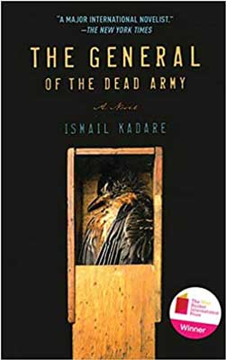 The General of the Dead Army by Ismail Kadare book cover with older person in coffin