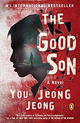 The Good Son by You-Jeong Jeong book cover with silhouette of boys face with image of person standing in it