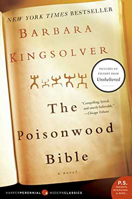 The Poisonwood Bible by Barbara Kingsolver book cover with tan background