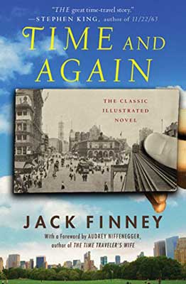 Time and Again by Jack Finney book cover with hand holding up old photograph over city