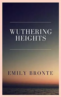 Wuthering Heights by Emily Brontë book cover with water or ocean at sunset with pink and darkening sky