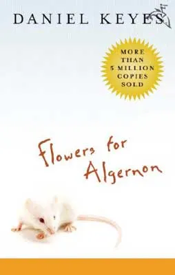 Flowers for Algernon by Daniel Keyes book cover with white mouse on white background