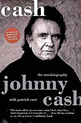 Cash by Johnny Cash book cover with black and white portrait of older man in dark top