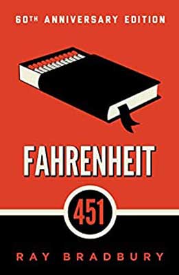 Fahrenheit 451 by Ray Bradbury book cover with black match box with red matches