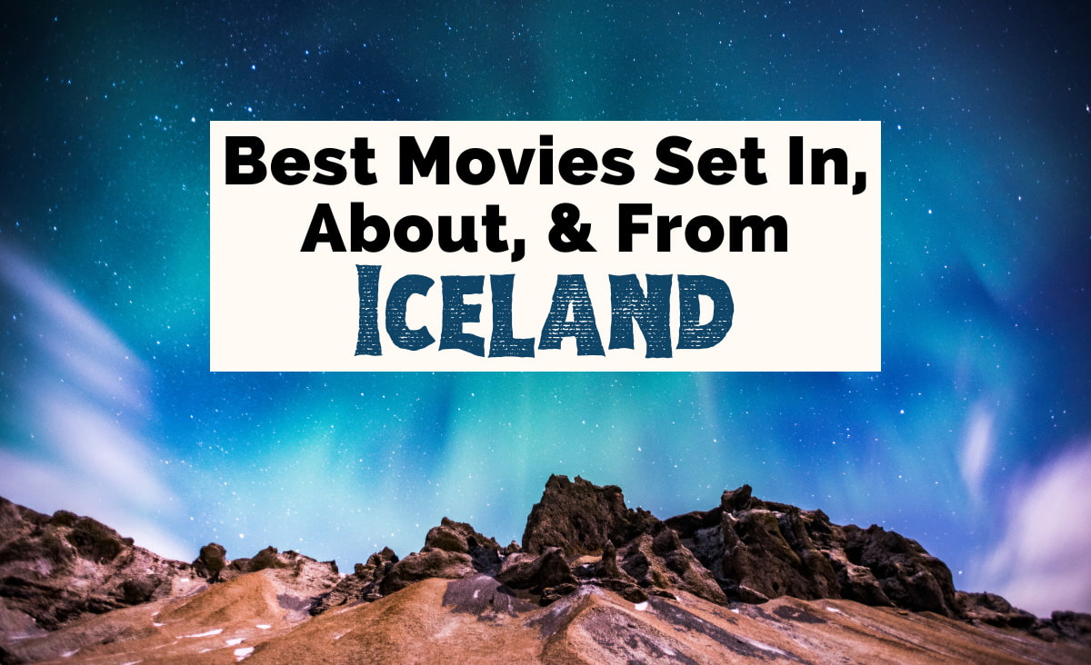 Icelandic Movies with Northern Lights that are blue, green and purple over brown dirt landscape