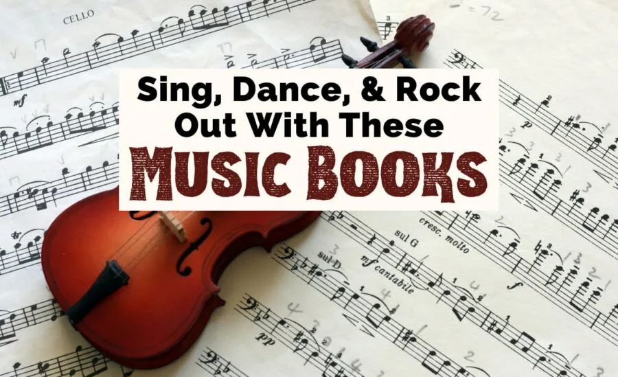 Music Books and Books About Musicians image with violin on top of sheet music with notes