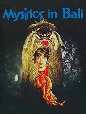 Mystics in Bali Film Poster with Balinese masked monster standing behind person