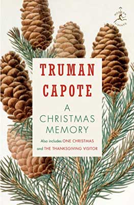 A Christmas Memory by Truman Capote book cover with pine cones on green tree branches