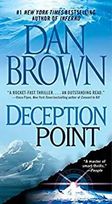 Deception Point by Dan Brown book cover with snowy mountains and blue sky