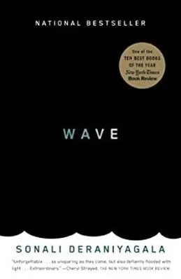 Wave by Sonali Deraniyagala book cover with black background and white wave design along bottom
