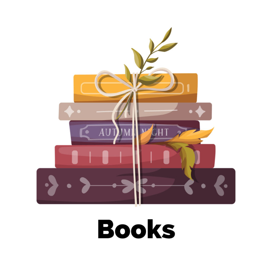 Books Around The World on TUL with stack of purple, pink, and yellow books 
