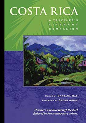 Costa Rica: A Traveler's Literary Companion book cover with image of blue mountains and jungle