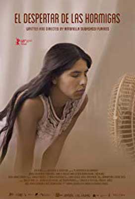 El Despertar de las Hormigas Film Poster with person with long brown hair flying as they stand in front of a fan