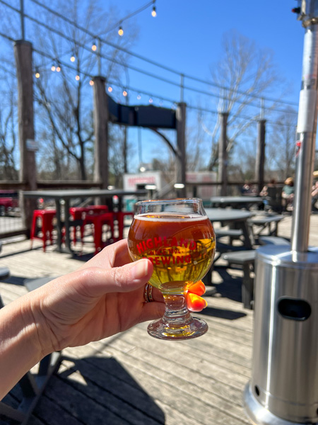 Highland Brewing beer outside