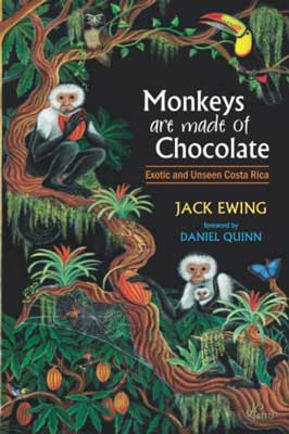 Monkeys Are Made of Chocolate by Jack Ewing book cover with illustrated monkeys on tree and in grassy jungle