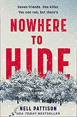 Nowhere to Hide by Nell Pattison book cover with snowy trees and red title