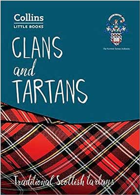 Clans and Tartans: Traditional Scottish Tartans by HarperCollins book cover with red and tan plaid fabric