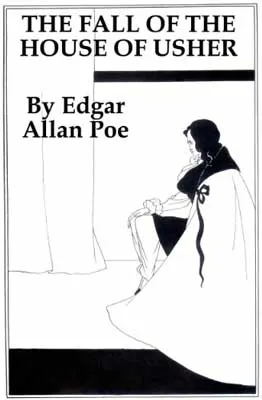The Fall Of The House Of Usher by Edgar Allen Poe book cover with illustrated robed person sitting