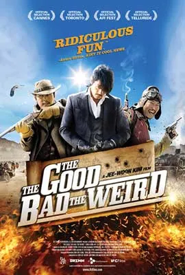 The Good the Bad the Weird Movie Poster with image of three people in different outfits
