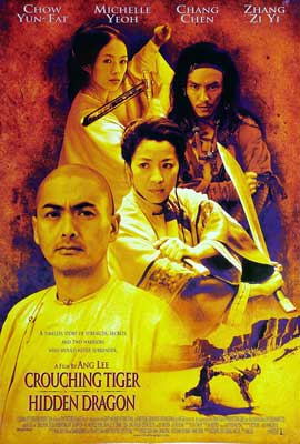 Crouching Tiger Hidden Dragon Movie Poster with images of people in line and some wielding weapons