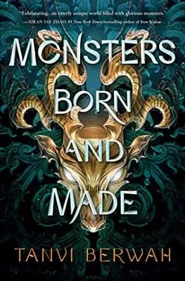 Monsters Born and Made by Tanvi Berwah book cover with image of golden stag with antlers curving in