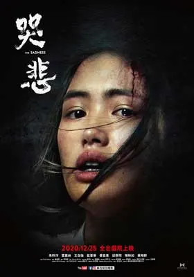 The Sadness Movie Poster with image of person with bloody cut on head