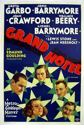 Grand Hotel Film Poster with people's faces from movie in green and yellow stars