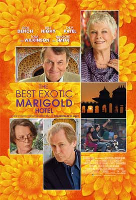 The Best Exotic Marigold Hotel Movie Poster with portrait shots of people in the movie