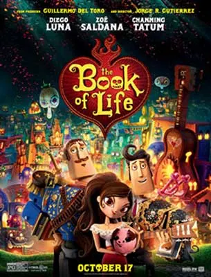 The Book of Life Movie Poster with animated people, including a woman holding a pig