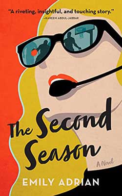 The Second Season by Emily Adrian book cover with white person with blonde hair wearing sunglasses with microphone