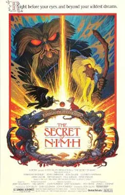 The Secret of NIMH Movie Poster with illustrated like beasts with glowing eyes