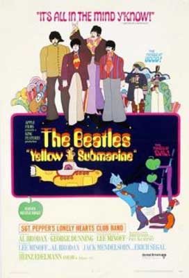 Yellow Submarine Movie Poster with illustrated version of Beatles band members