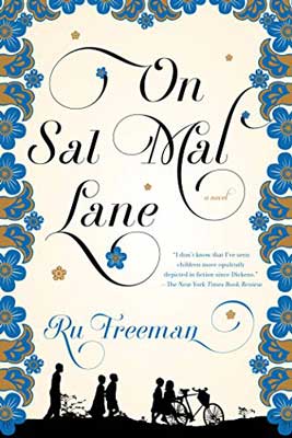 On Sal Mal Lane By Ru Freeman book cover with orangish brown and blue flowers