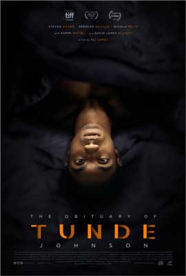 The Obituary of Tunde Johnson Film Poster with image of upside person against black background