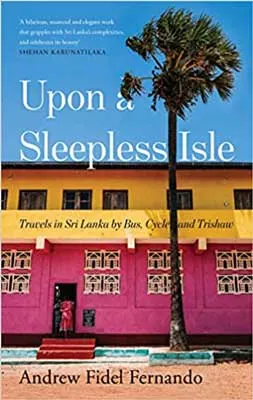 Upon a Sleepless Isle by Andrew Fidel Fernando book cover with pink and yellow building with tree out front